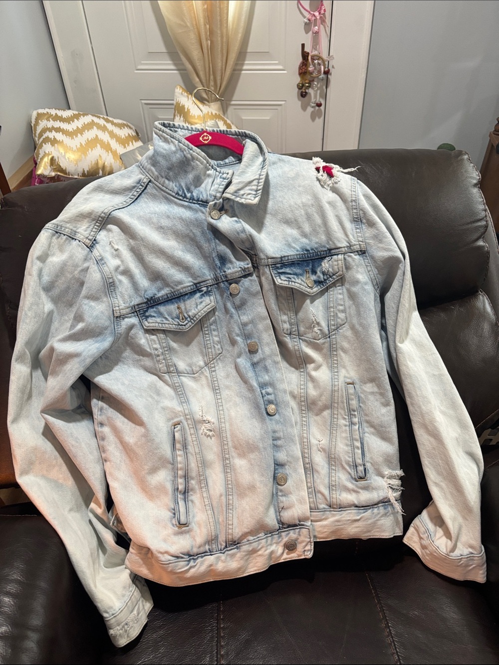 True Craft Light Blue Distressed Denim Jacket